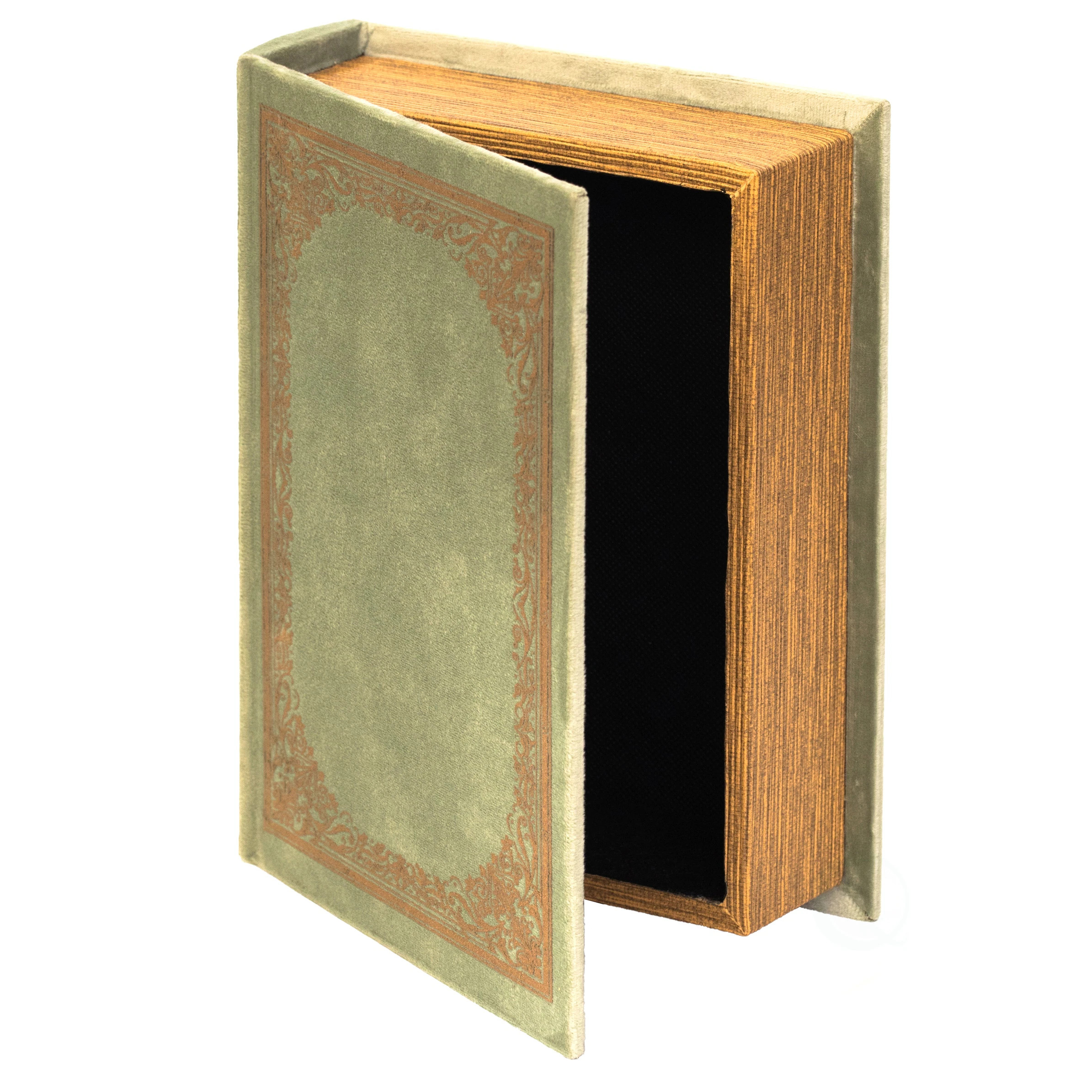 Decorative Vintage Book Shaped Trinket Storage Box - Antique Green | Overstock