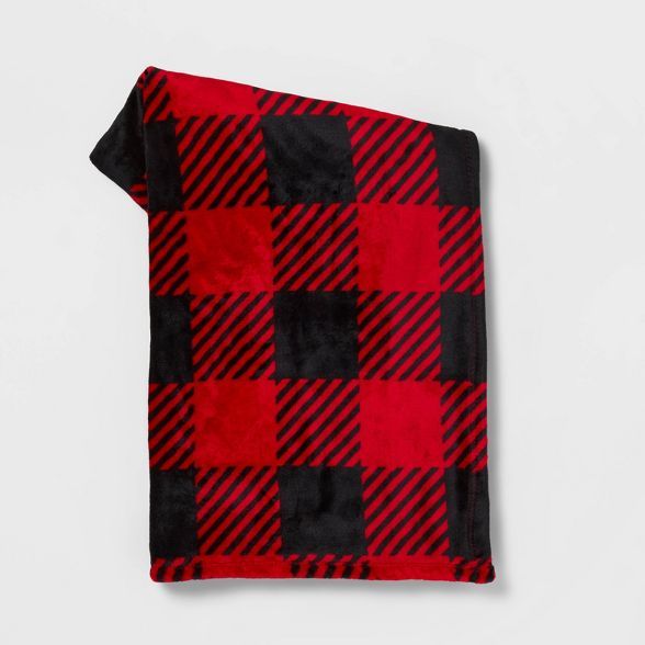 Buffalo Check Printed Plush Christmas Throw Blanket - Wondershop™ | Target