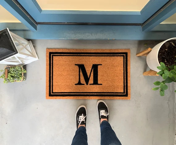 Double Border Doormat / Monogram Welcome Mat / Initial Doormat / Last Name Doormat / Personalized... | Etsy (US)