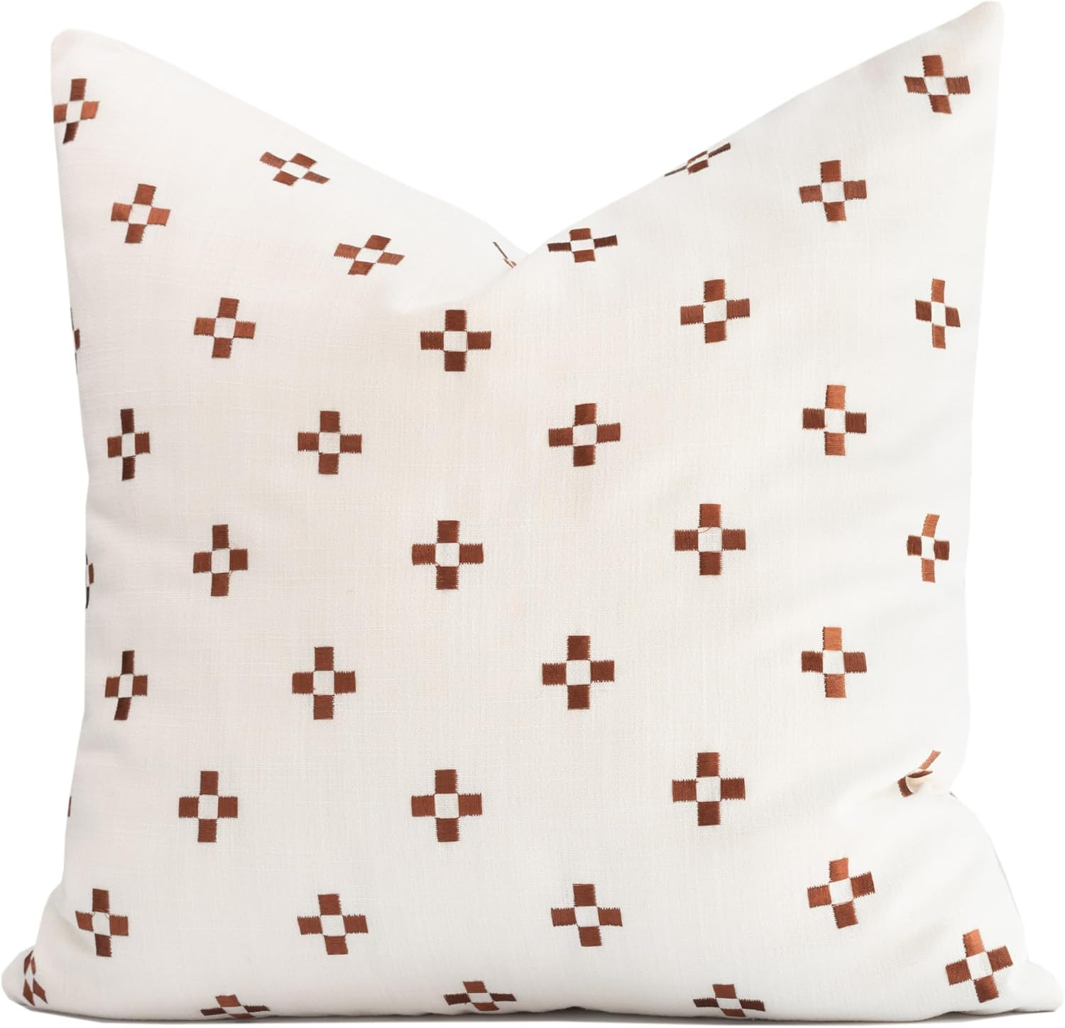 Modern Farmhouse Fall Linen Indoor Outdoor Throw Pillow Cover Only, 20"x20" Water Repellent for Patio, Backyard, Couch, Neutral Rust Small Squares | Amazon (US)