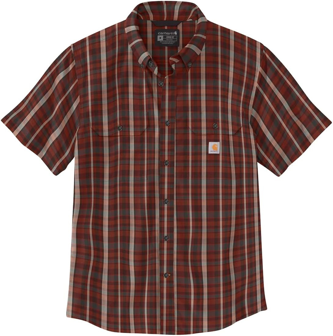Carhartt Men's 105702 Loose Fit Midweight Short-Sleeve Plaid Shirt | Amazon (US)