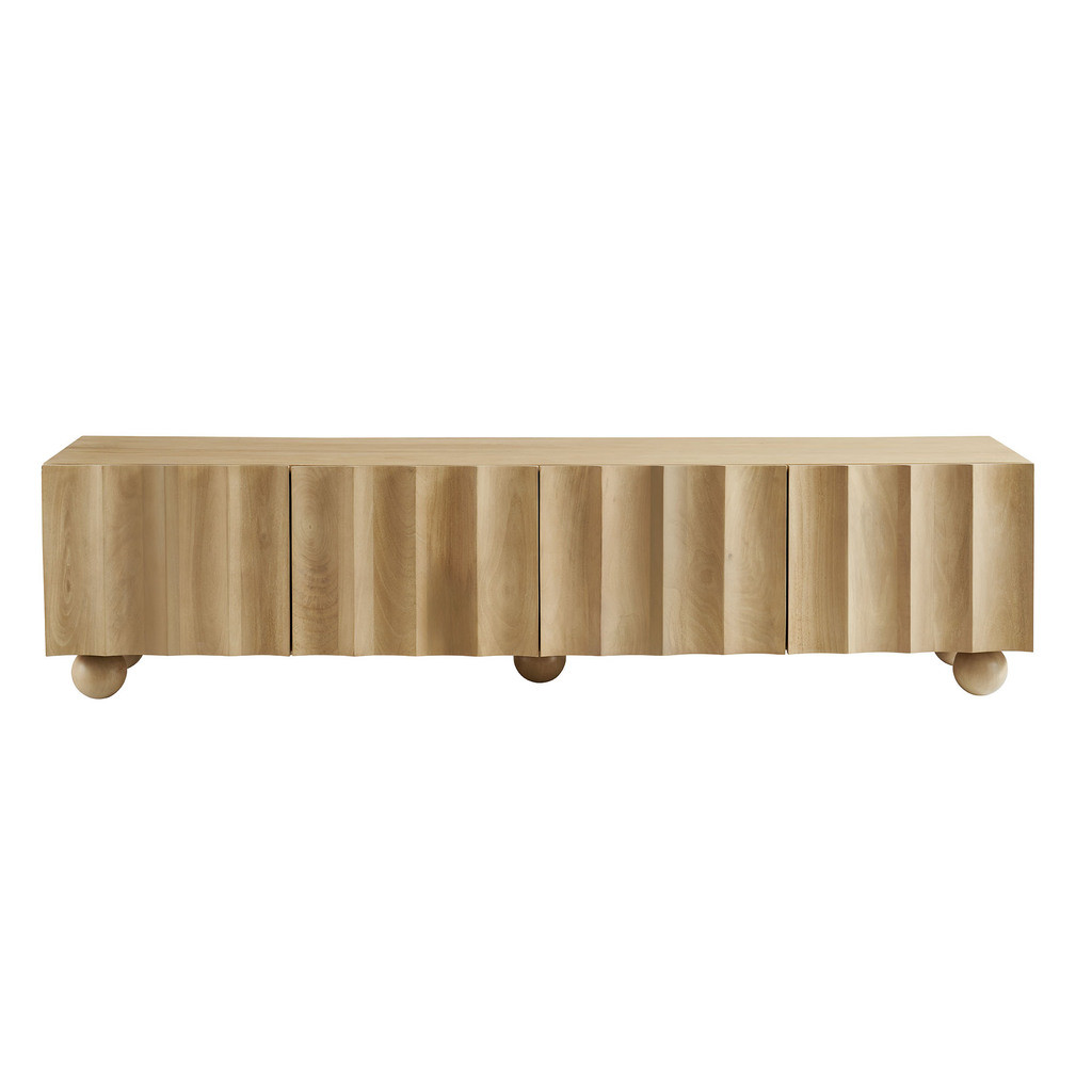 Sorren Scalloped 71 Inch Wood TV Stand In Natural | 1stopbedrooms