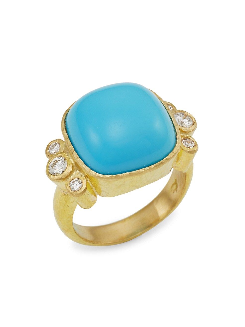Elizabeth Locke 19K Yellow Gold, Sleeping Beauty Turquoise, &amp; Diamond Ring | Saks Fifth Avenue