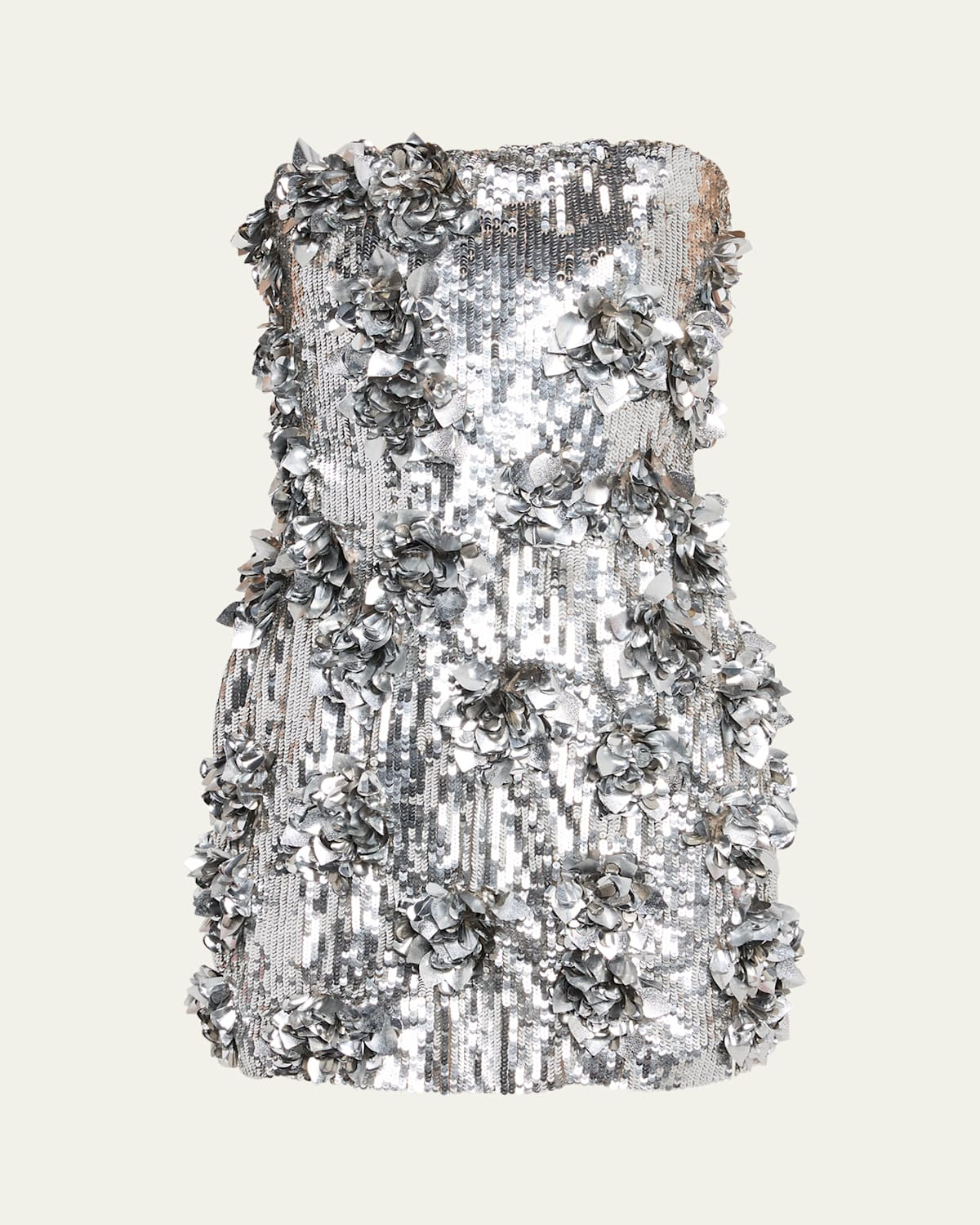 Leela Strapless Floral Applique Sequin Mini Dress | Bergdorf Goodman