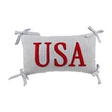 Lypsnake 4th of July Decorative Throw Pillow, Blue White Striped Lumbar Cushion with Red Embroide... | Walmart (US)