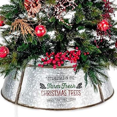 KIBAGA Farmhouse Christmas Tree Collar - Authentic Easy Set Up 30" Tree Ring/Tree Skirt Decorates... | Amazon (US)
