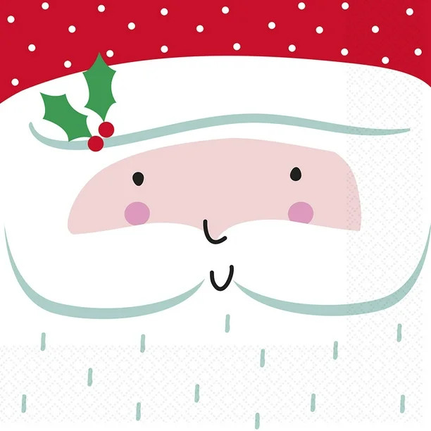 Way to Celebrate! Joyful Santa Christmas Paper Luncheon Napkins, 6.5in, 18ct - Walmart.com | Walmart (US)