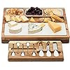 Shanik Cheese Board With 7 Piece Stainless Steel Cutlery Set - Acacia Wood Charcuterie Board and ... | Amazon (US)