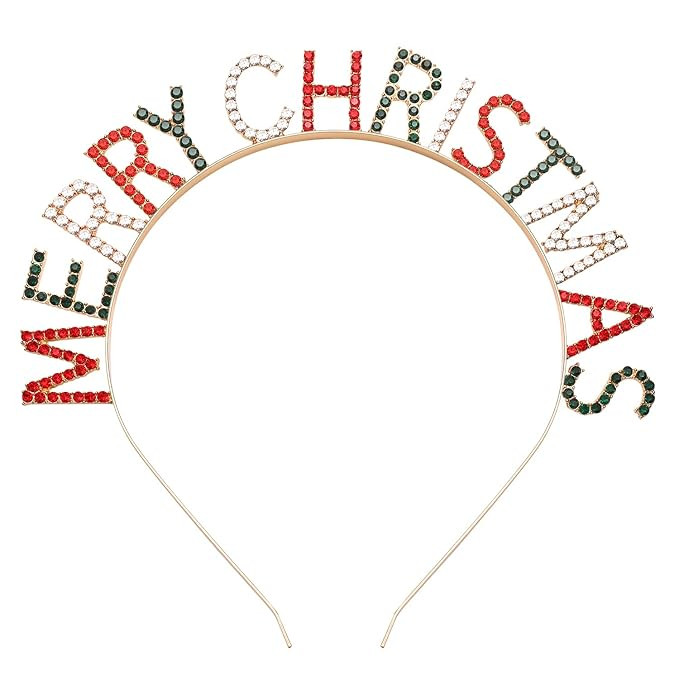 Christmas Headbands for Women Rhinestone MERRY CHRISTMAS HAPPY NEW YEAR Hairband Crystal Xmas Tre... | Amazon (US)