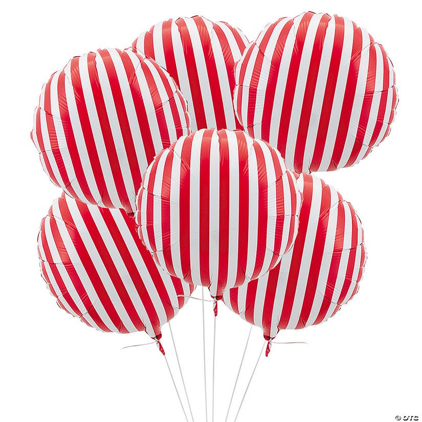 Striped 18" Mylar Balloons - 6 Pc. | Oriental Trading Company