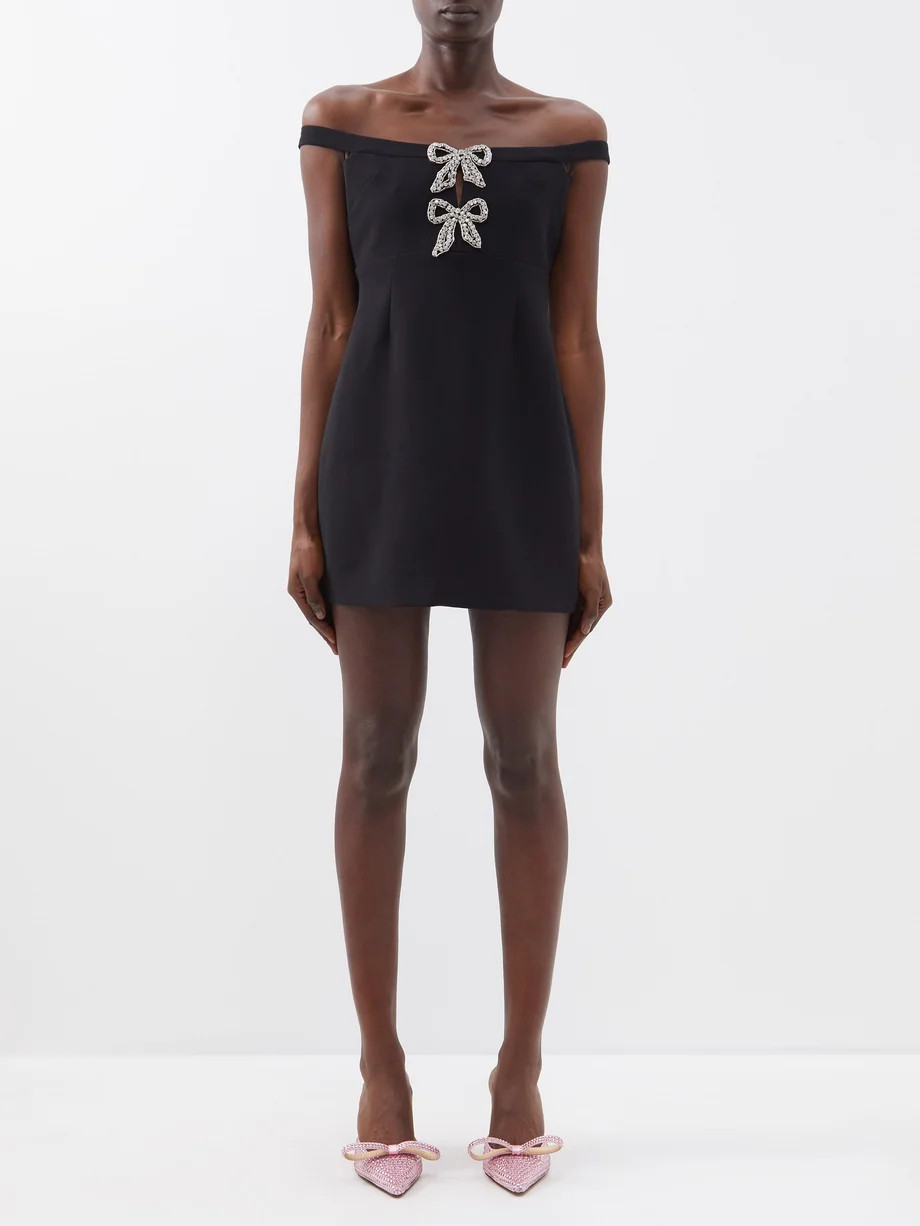 Crystal-embellished bow-tie crepe mini dress | Self-Portrait | Matches (US)