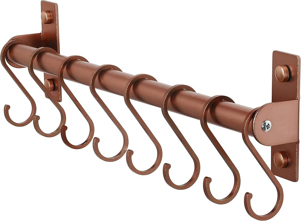 Dseap Pot Rack - Pots and Pans Hanging Rack Rail with 8 Hooks, Pot Hangers for Kitchen, Wall Moun... | Amazon (US)