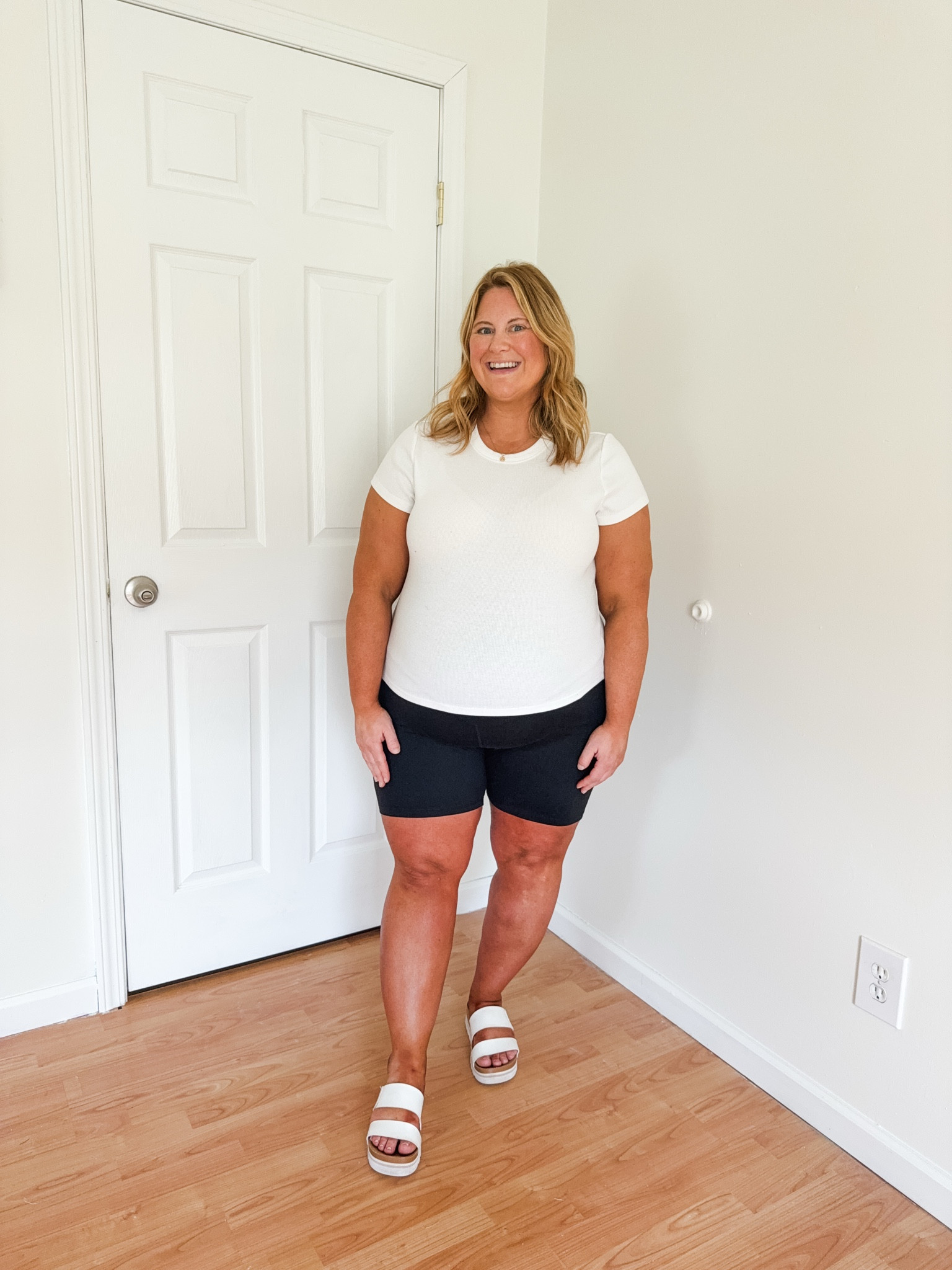 Wearing an XL in my tee and biker shorts

#LTKBump #LTKMidsize #LTKSaleAlert