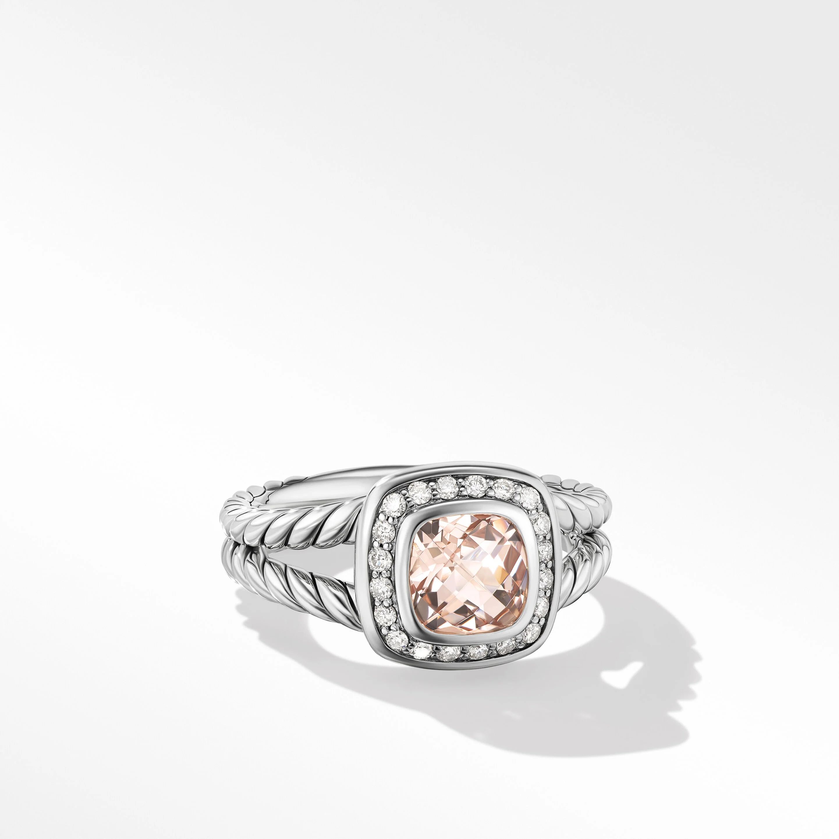 Petite Albion® Ring with Morganite and Pavé Diamonds | David Yurman