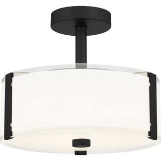 ASHLEY HARBOUR COLLECTION Porter 12.25 in. Matte Black LED Semi-Flush Mount DS19288A - The Home D... | The Home Depot