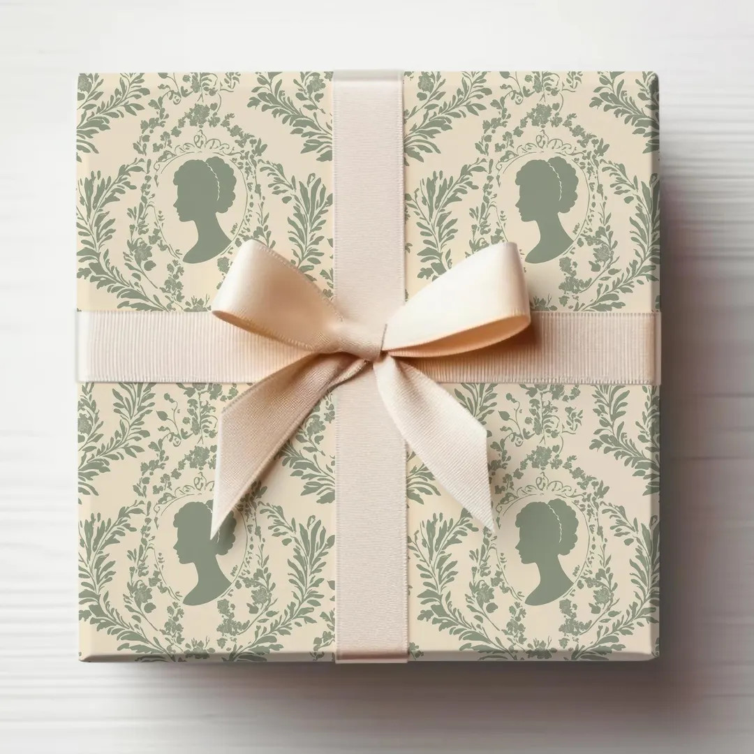 Jane Austen Wrapping Paper Roll Victorian Cameo Gift Wrapping Jane Austen Pride and Prejudice Gif... | Etsy (US)