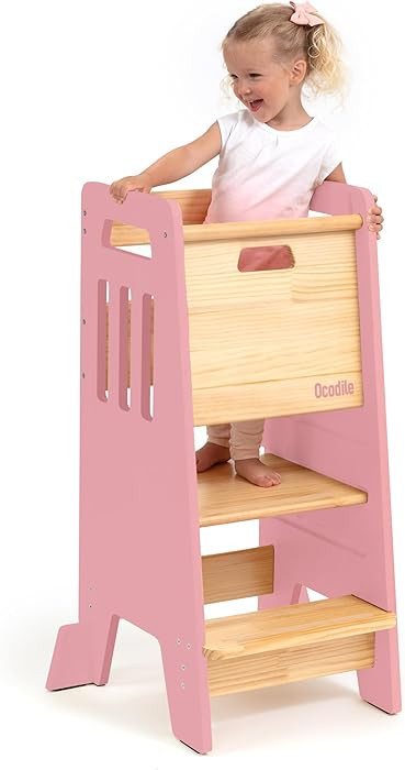 OCODILE Toddler Tower with a Sliding Door and 3 Adjustable Heights - Complete Toddler Kitchen Sto... | Amazon (US)