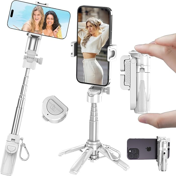 Mini Selfie Stick Tripod, 41.5cm Extendable Grip Phone Tripod with Detachable Remote Pocket Size,... | Amazon (US)