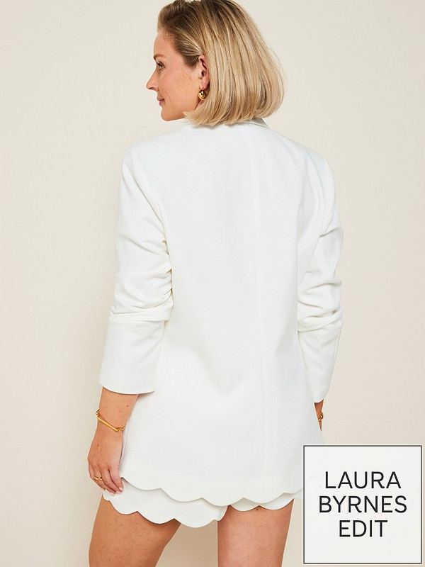 X Laura Byrnes Scallop Edge Blazer Co-Ord - White | Very (UK)