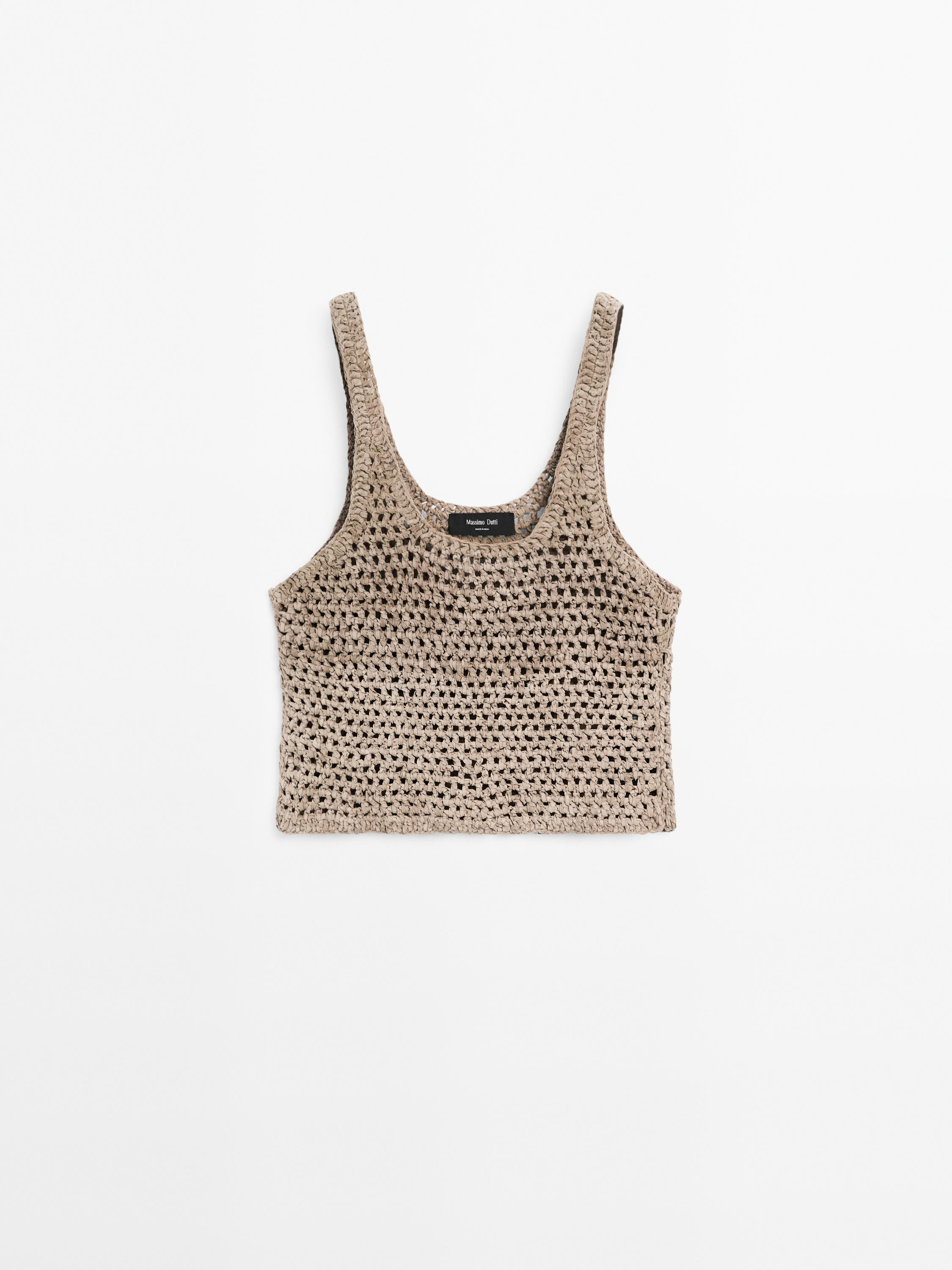 Braided suede leather top | Massimo Dutti US