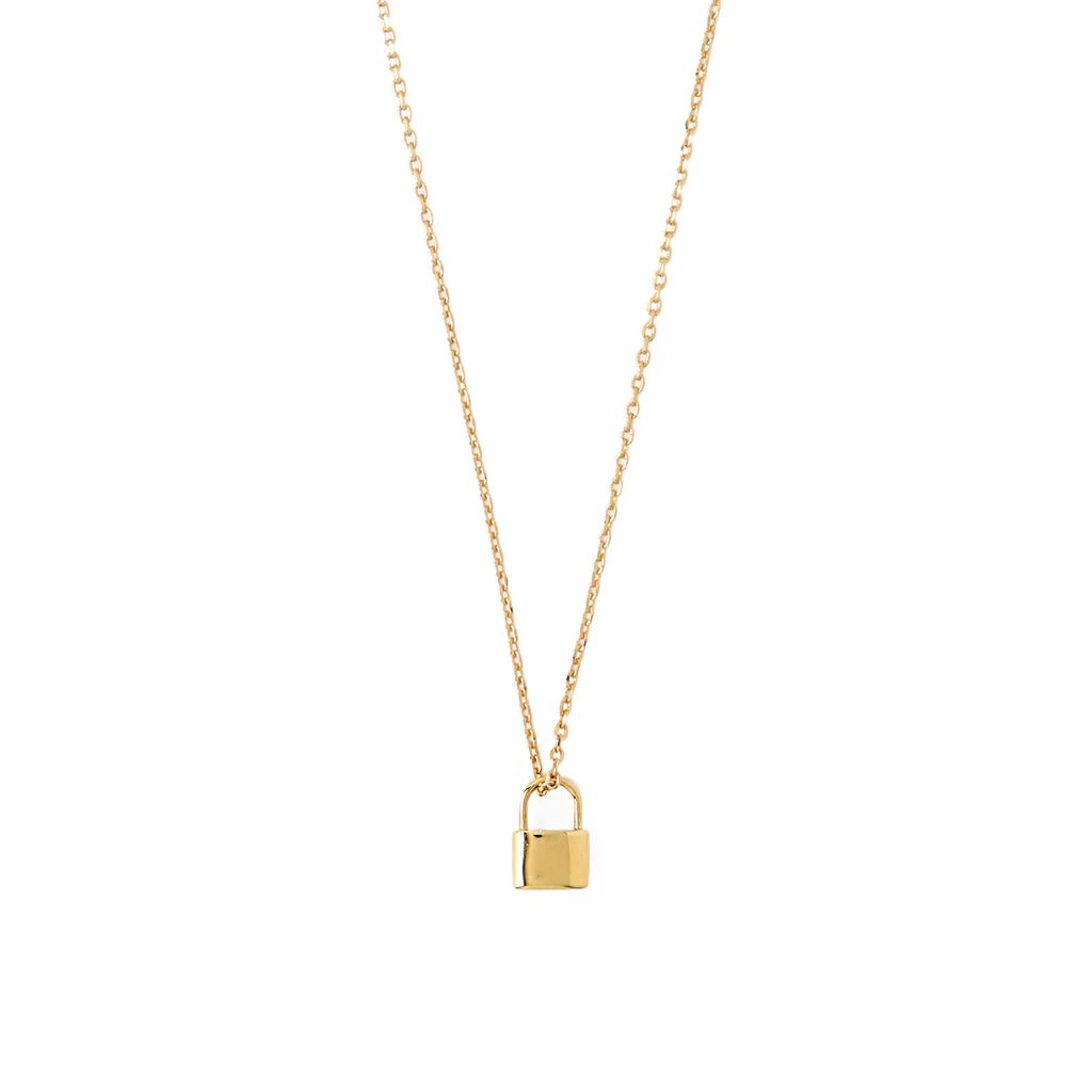 Mini Metal Padlock Necklace - Gold | Orelia London