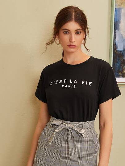 Slogan Graphic Tee | SHEIN