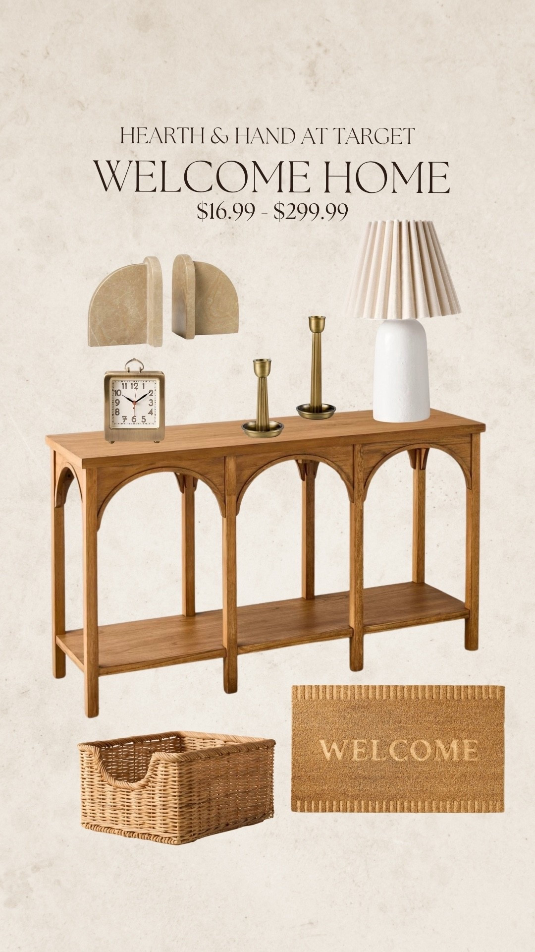 Entryway styling

Arch console table
Marble bookends
Welcome doormat
Rattan baskets

#LTKHome