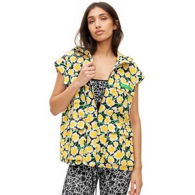 Women's Nylon Packable Yellow Poppy Short Sleeve Hooded Vest - DVF for Target | Target