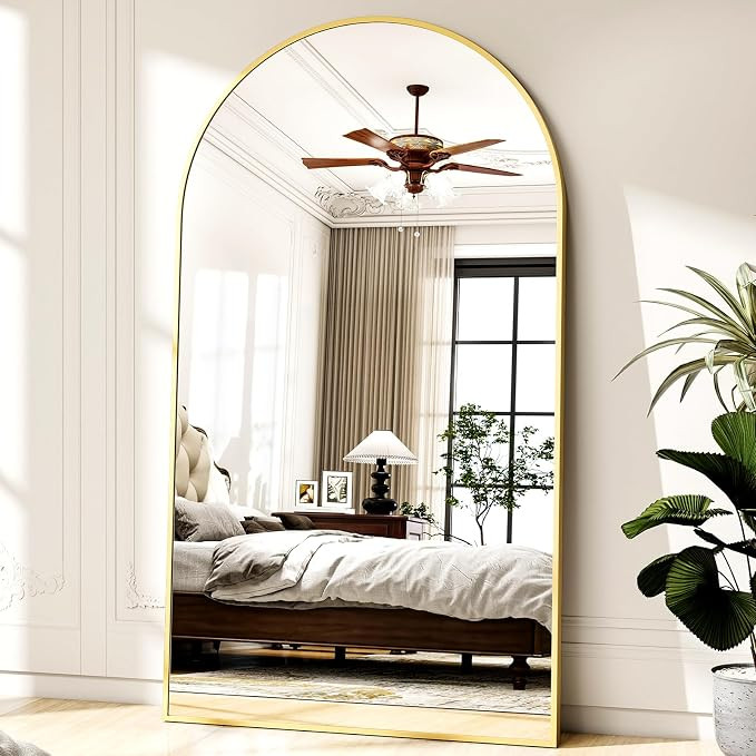 Easly 46"x76" Arched Full-Length Mirror, Oversized Floor Mirror with Stand, Freestanding or Wall-... | Amazon (US)