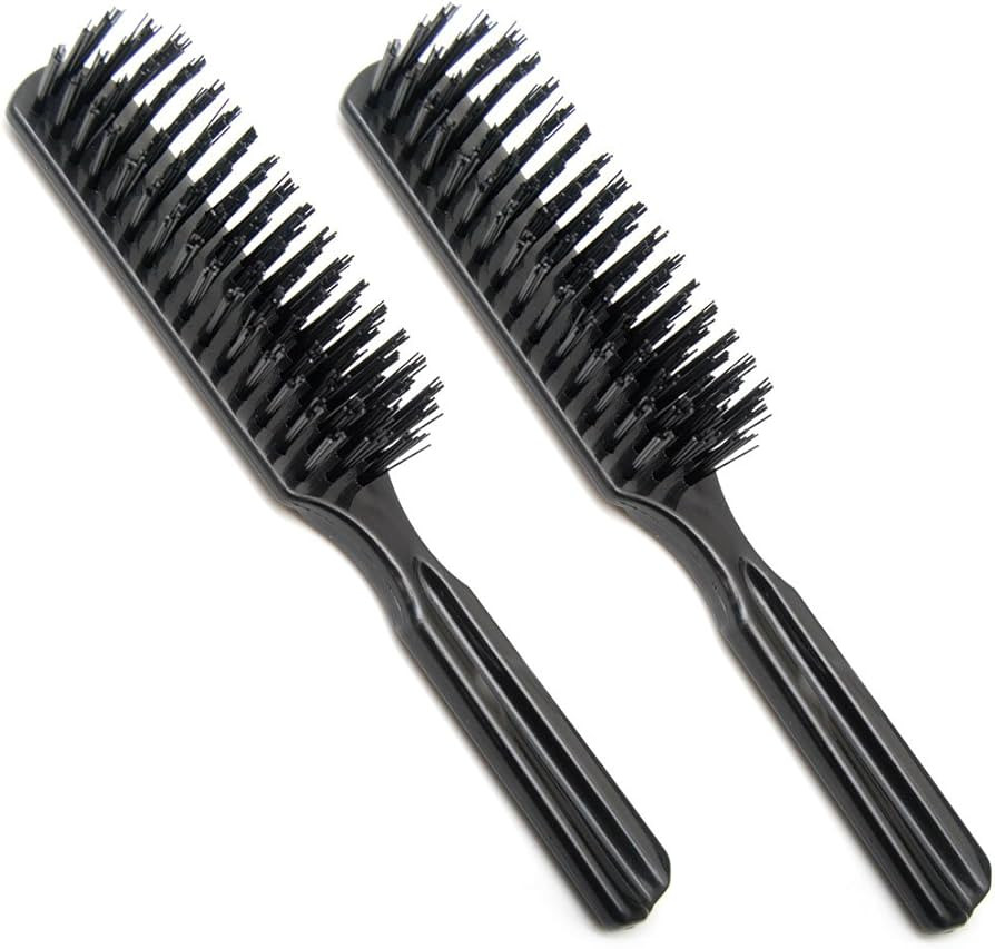 LUXXII (Pack 2) 7.5" Pocket Plastic Handle Nylon Bristles Brushes Hair Comb Designed for All Hair... | Amazon (US)