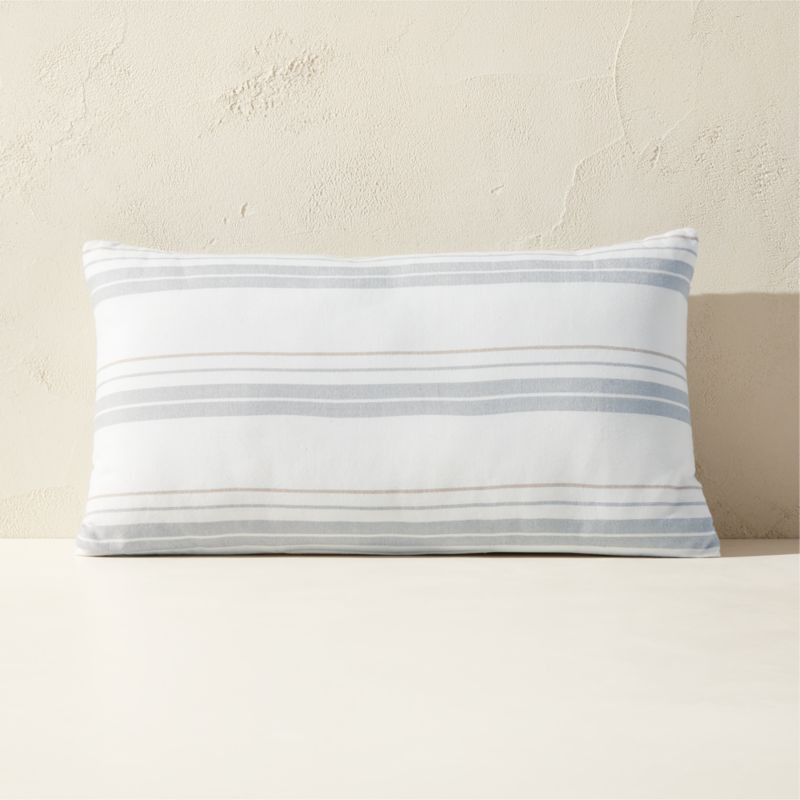 Calyx Cool Grey Striped Outdoor Throw Pillow 24"x12" + Reviews | CB2 | CB2