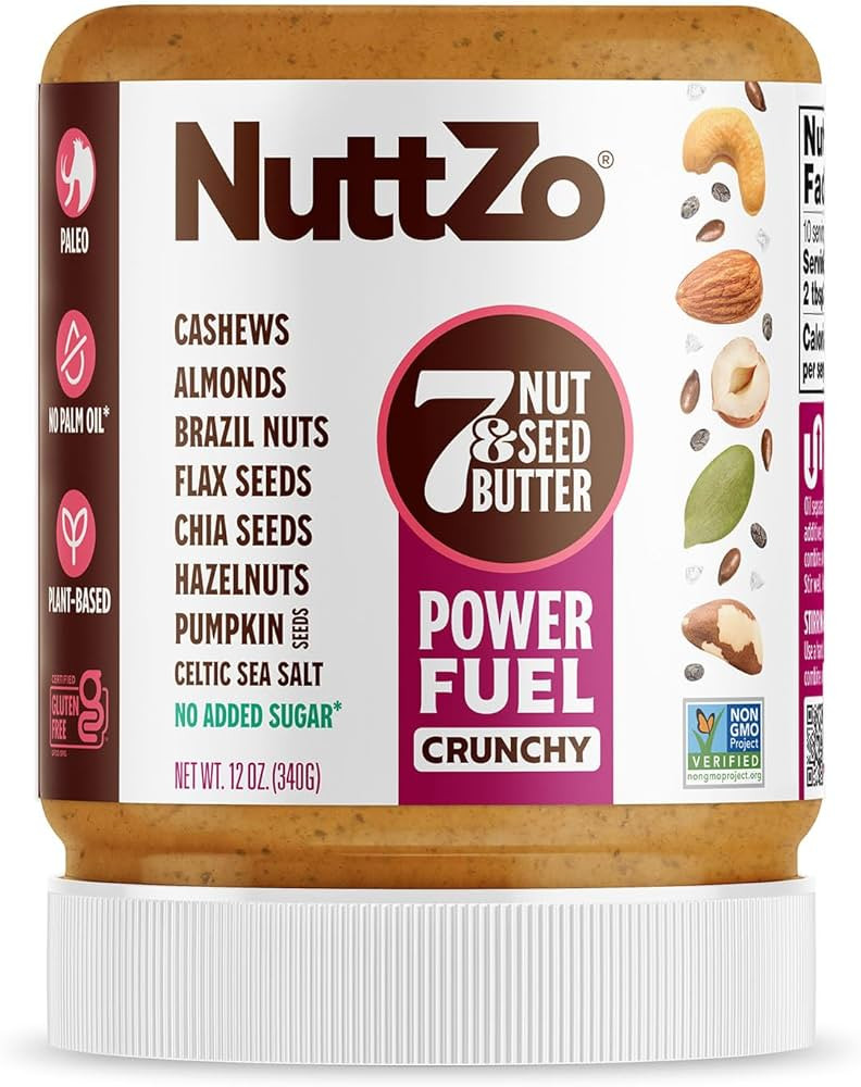 NuttZo Natural Power Fuel Crunchy 7 Nuts & Seeds Butter | Paleo and Keto Friendly | Peanut & Glut... | Amazon (US)