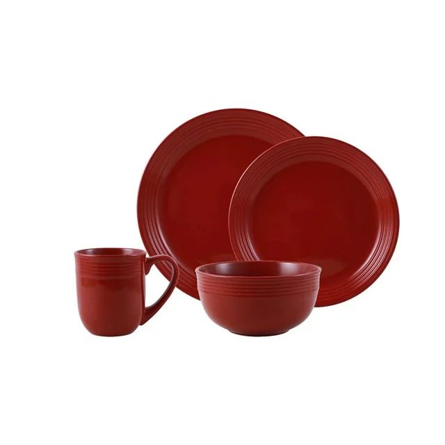 Mainstays Chiara Red Stoneware Dinnerware Set, 16-Pieces | Walmart (US)
