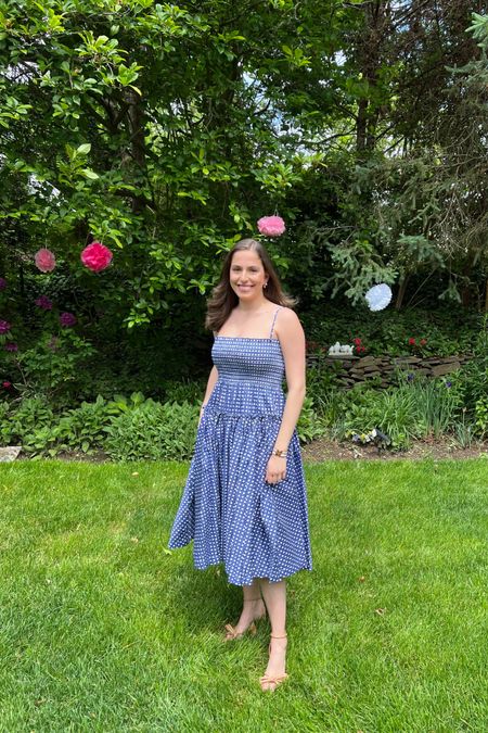 Sunday was my GRADUATION PARTYYYY! 
I have been eying this dress for MONTHS! So glad to finally have it in my handssssss! Currently sold out, but sign up for a restock or keep ur eye on returns! 20% link in my bio and linked on my stories :)

Graduation party, blue and white dress, hill house dress, nap dress , smocked dress, wedding guest dress, nude heels, nude block heels

#LTKFind #LTKSeasonal #LTKwedding