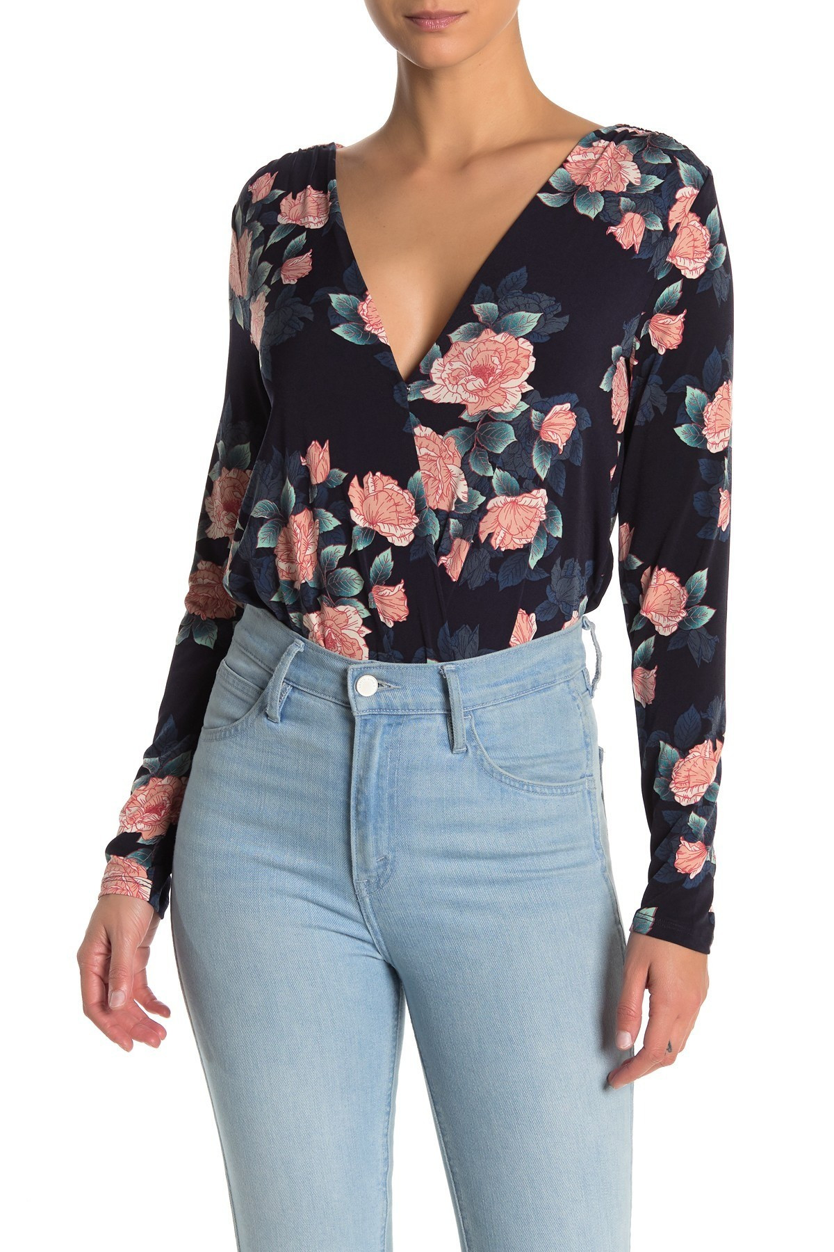 Surplice Neck Floral Print Bodysuit | Nordstrom Rack