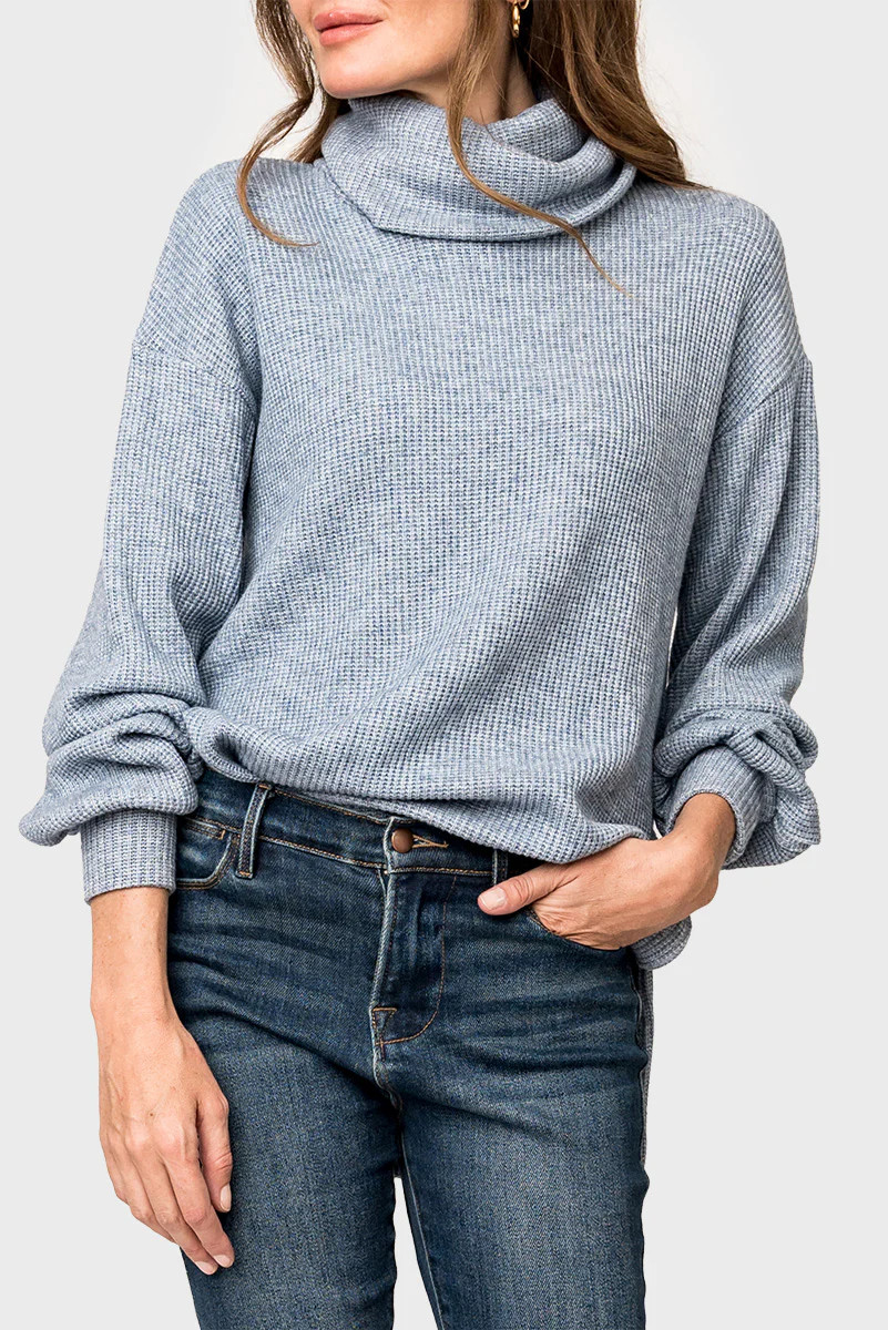Cowl Neck Blouson Sleeve Soft Luxe Sweater | Gibson