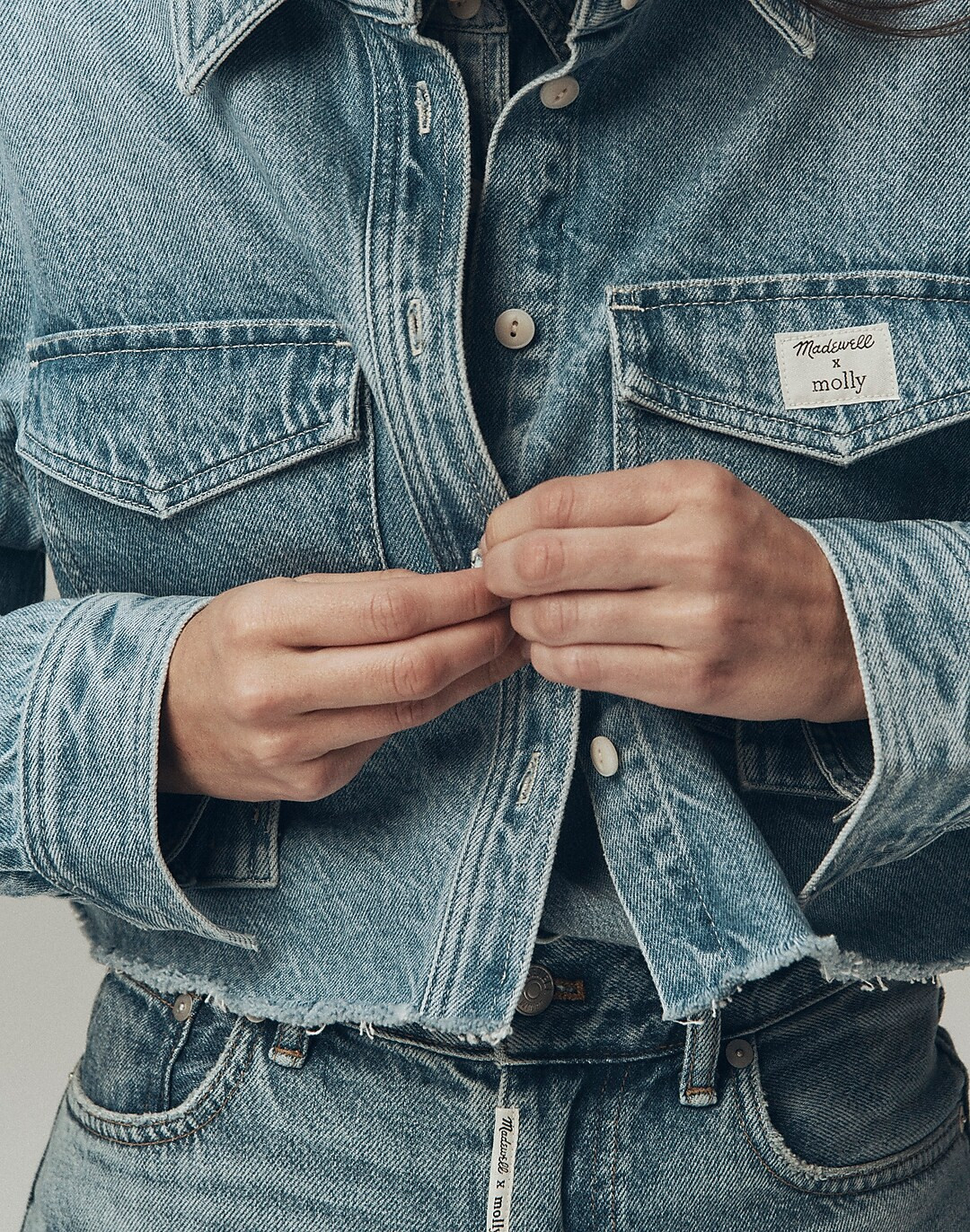 Madewell x Molly Dickson Denim Oversized Crop Shirt | Madewell