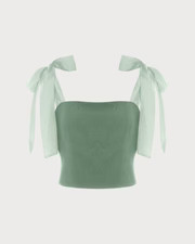 The Tie Strap Solid Cami Top & Reviews - Beige,Green,Navy - Tops | RIHOAS | rihoas.com