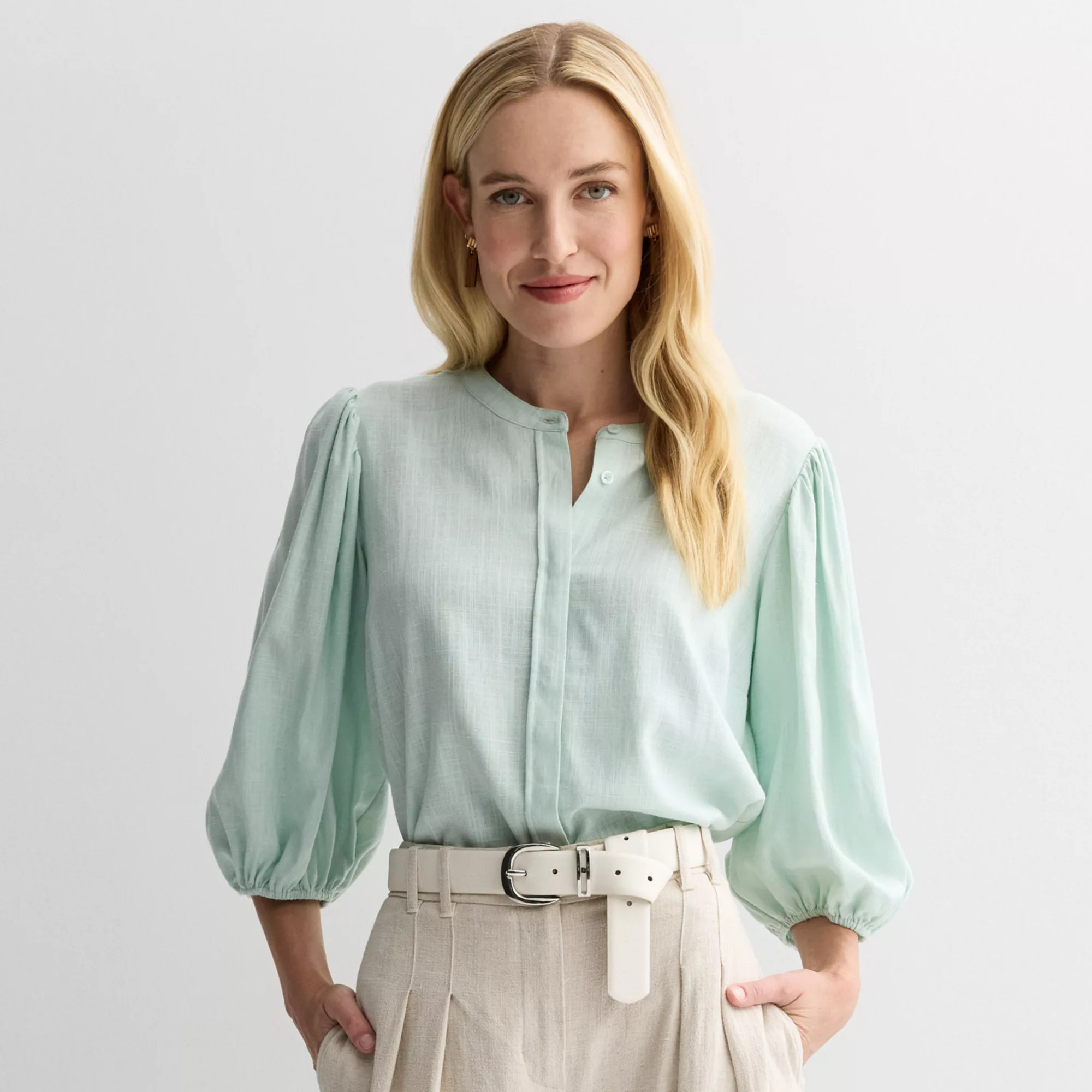 Women's Nine West Puff Sleeve Button Down Top | Kohl's