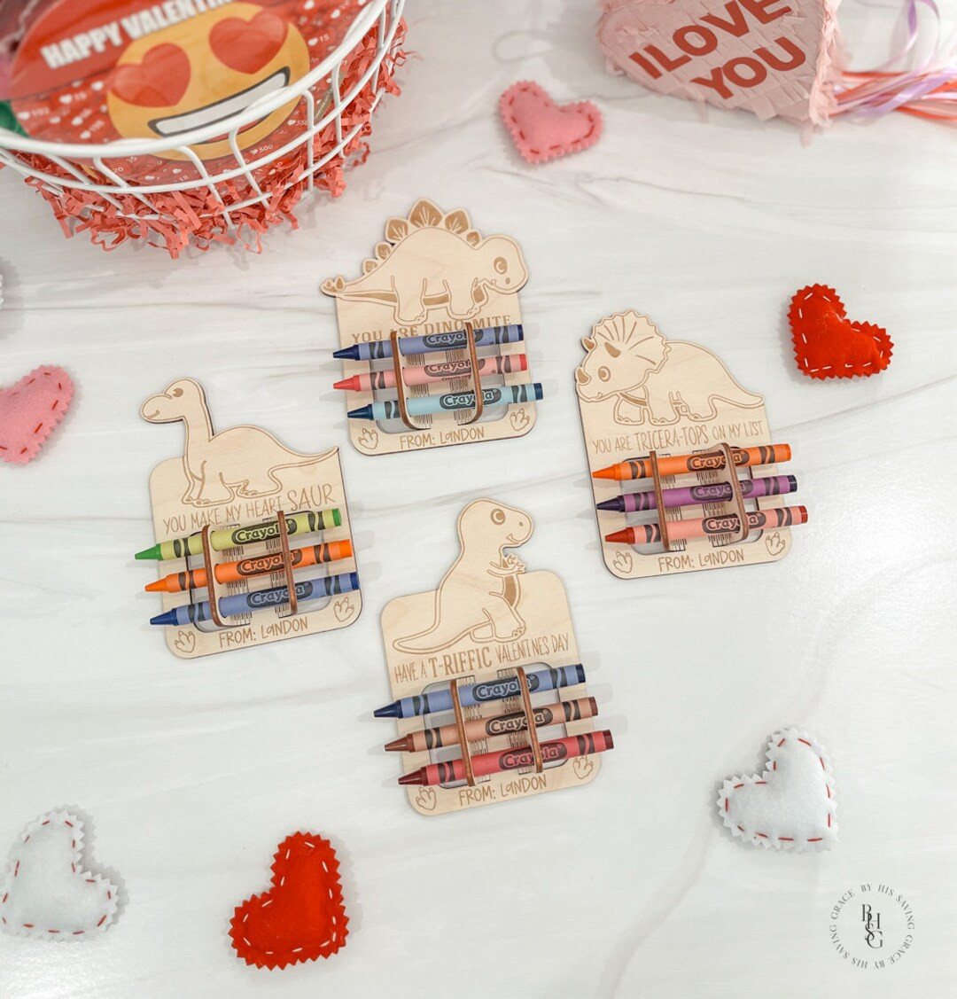 Dinosaur Crayon Holder Valentine's Card Kids Valentines Valentine's Day Activity Non Candy Gift V... | Etsy (US)