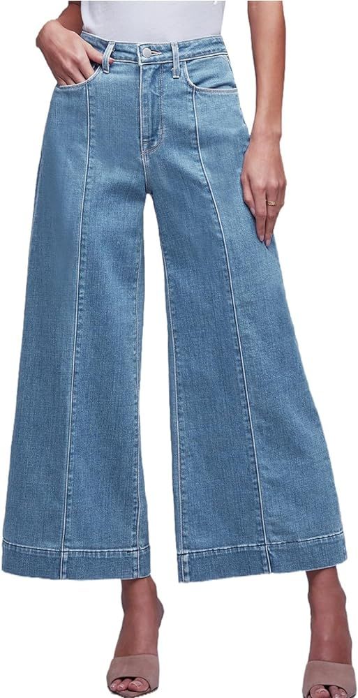 Sidefeel Women Wide Leg Jeans High Waisted Stretchy Trendy Denim Pants | Amazon (US)