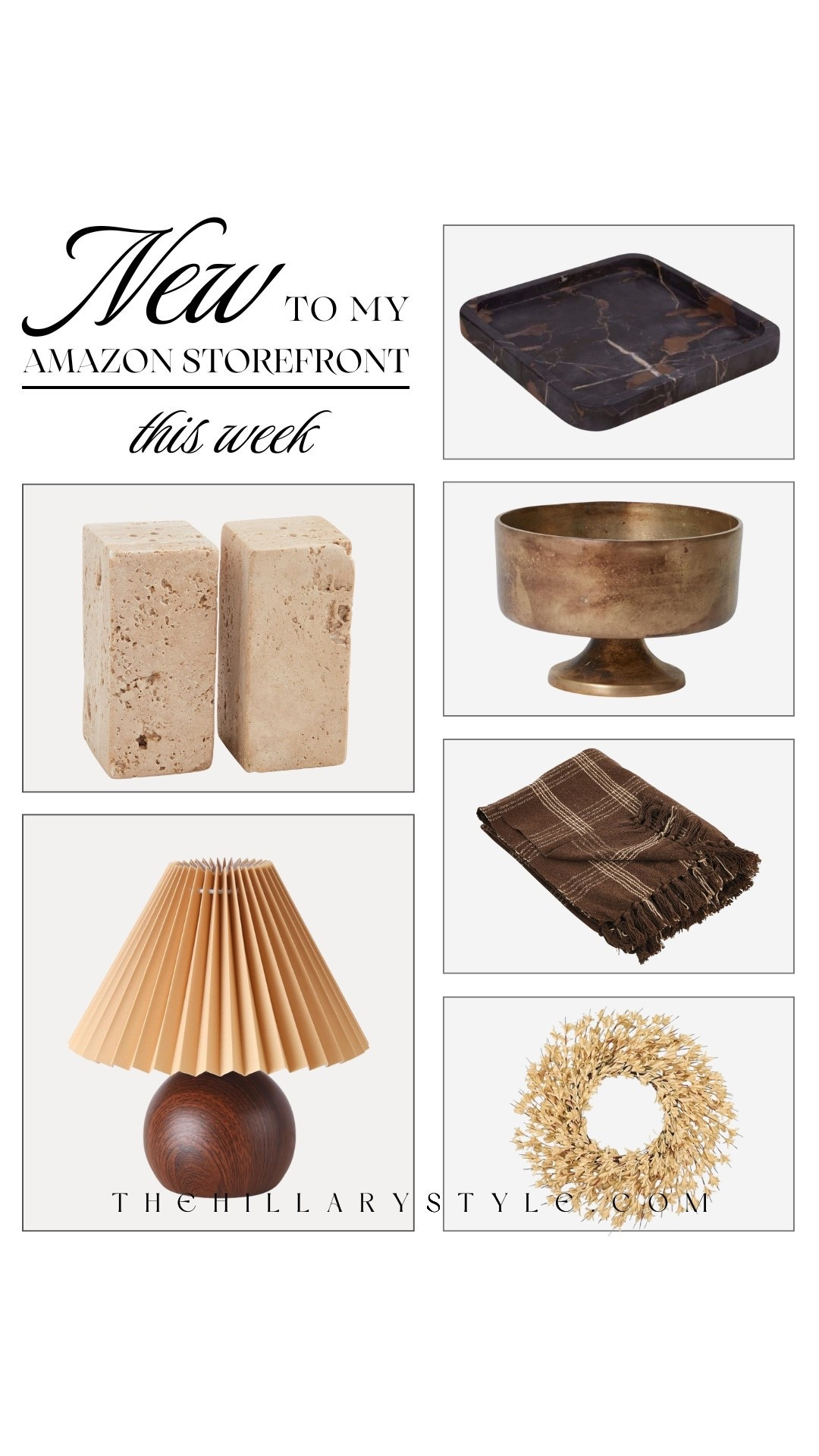 New to my storefront this week: Cozy, elevated fall home accents. I’m loving the warm tones of this brown plaid throw, stone salt + pepper shakers, a designer-inspired wooden lamp, marble trays, and gold decor bowl. The autumn wreath is a seasonal must-have and perfect for dressing up your front door.

#LTKOver40 #LTKHome #LTKSeasonal