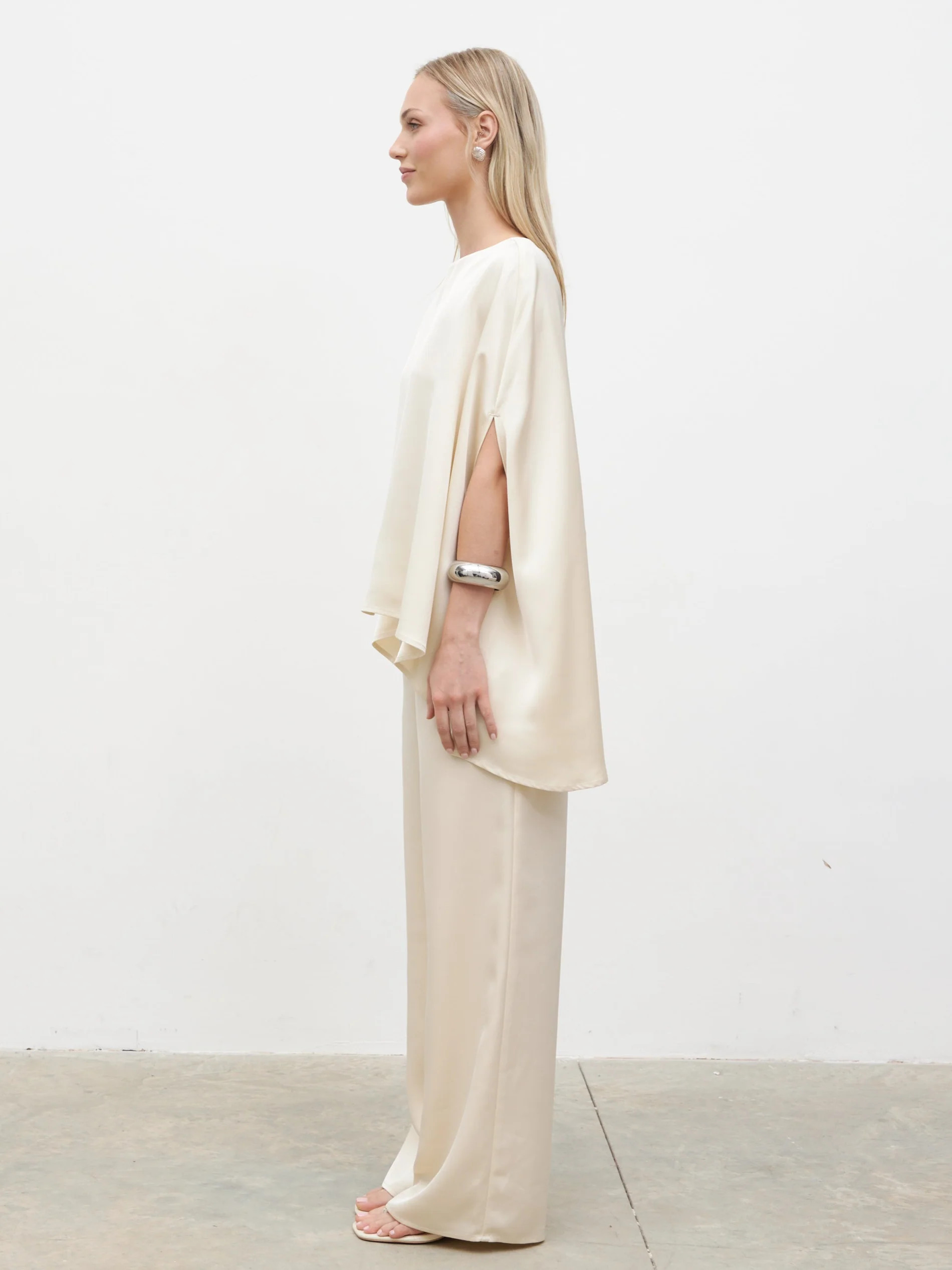 Breya Cape Floaty Satin Top | Pretty Lavish (UK)