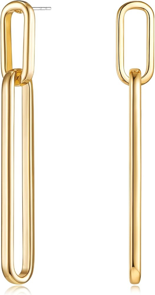 Long link Drop Earrings for Women Gold Silver Minimalist Jewelry | Amazon (US)