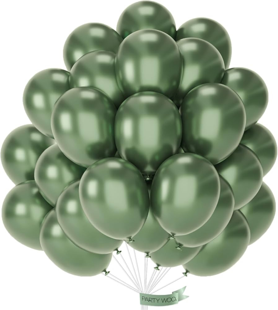 PartyWoo Metallic Green Balloons, 50 pcs 12 Inch Metallic Lunar Green Balloons, Green Balloons fo... | Amazon (US)