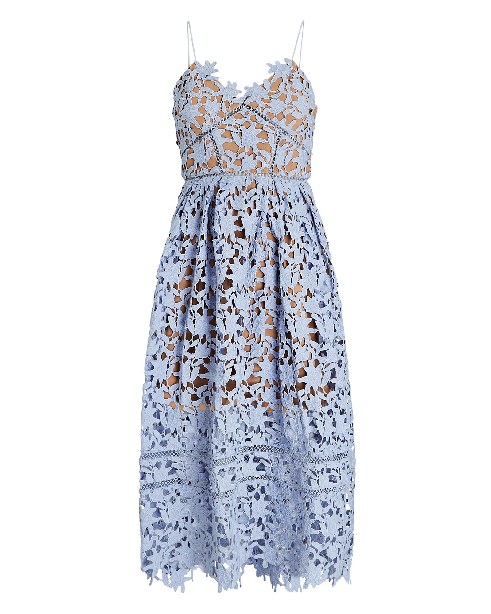 Self-Portrait Azaelea Guipure Lace Midi Dress, Blue-Lt 4 | INTERMIX
