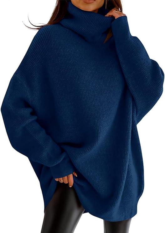 imesrun Womens Turtleneck Oversized Sweater Batwing Chunky Pullover Sweater Casual Fall Loose Kni... | Amazon (US)