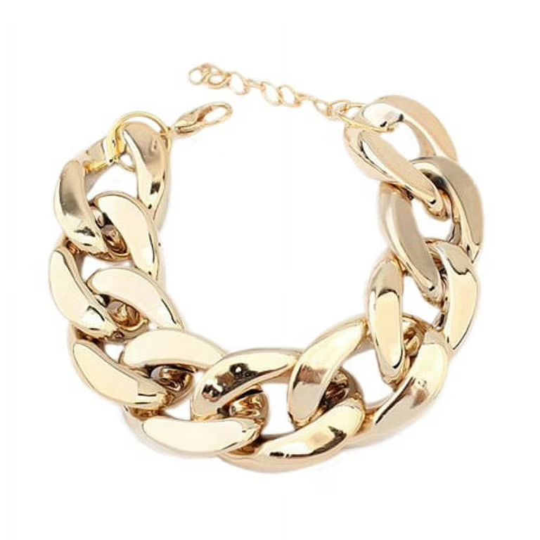 Yesbay Women's Punk Burnished Link Curb Chain Statement Bracelet Jewelry-Golden | Walmart (US)