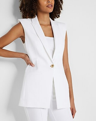 Sleeveless Peak Lapel One Button Blazer | Express