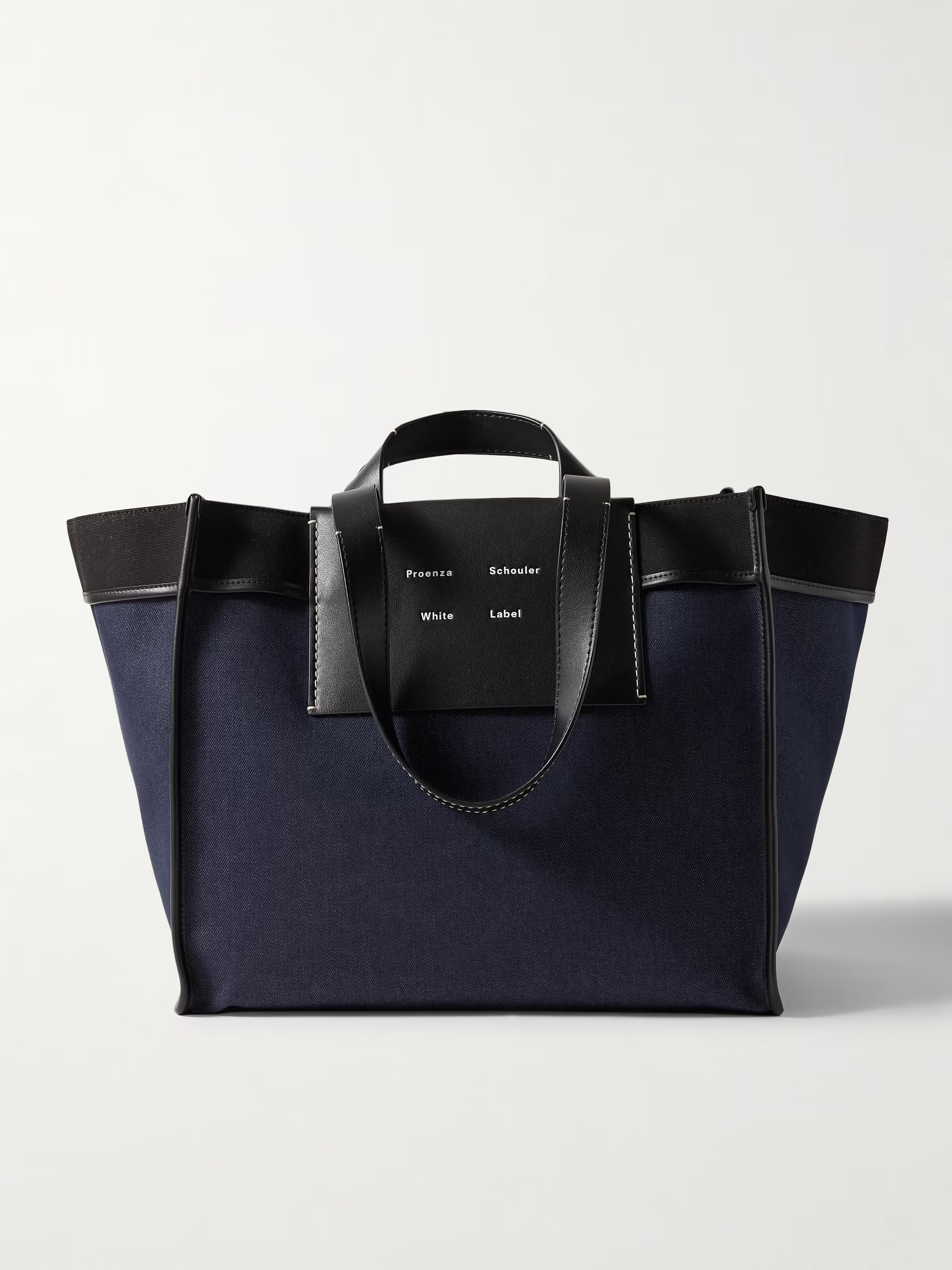XL Morris leather and canvas-trimmed denim tote | NET-A-PORTER (US)